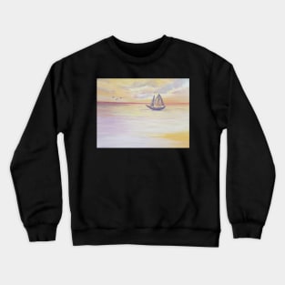 Boat sailing on the ocean oil painting Crewneck Sweatshirt